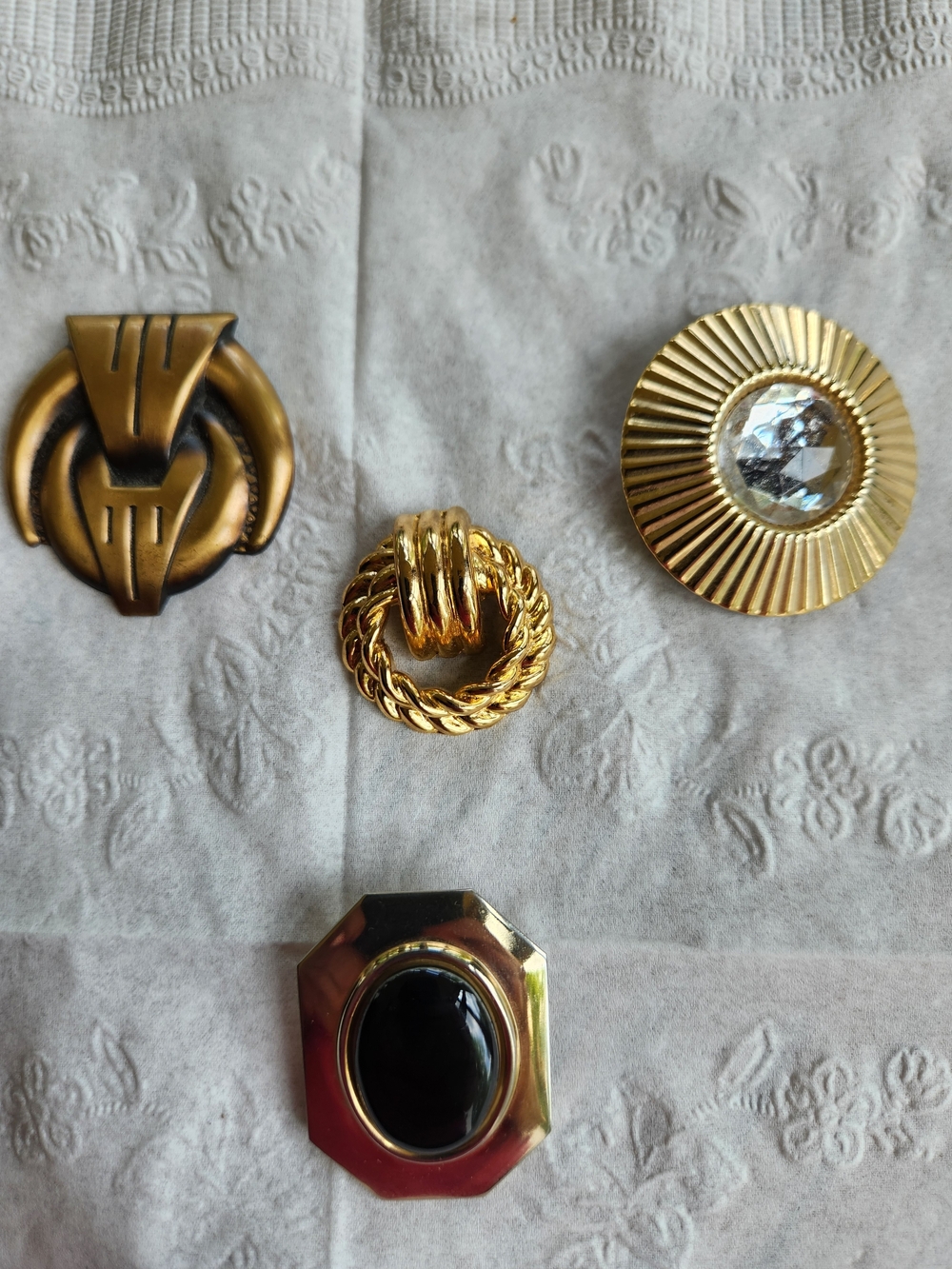 Vintage Gold/Brass Tone Decorative Scarf/Wrap Clips Set of 4 - One by Jeri Lou
